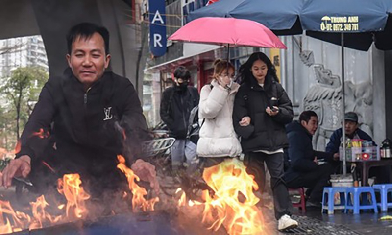 Hanoians bundle up amid sudden cold spell in March